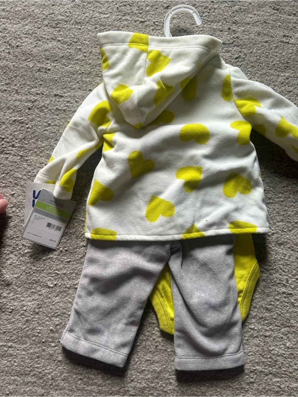 Carter's White Hooded Top & Yellow Heart Bodysuit Set